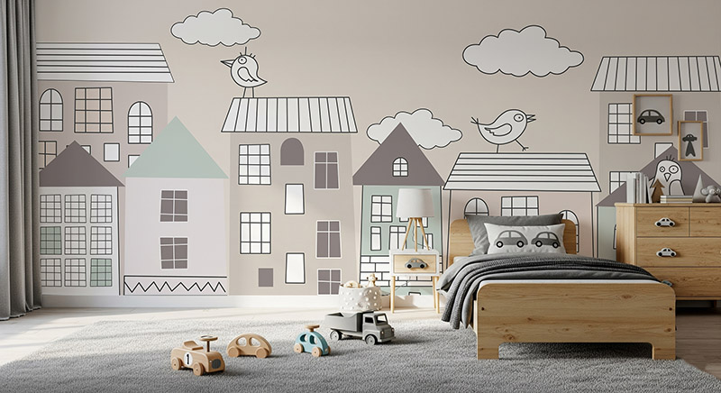 Tapeta Pastelowe domki