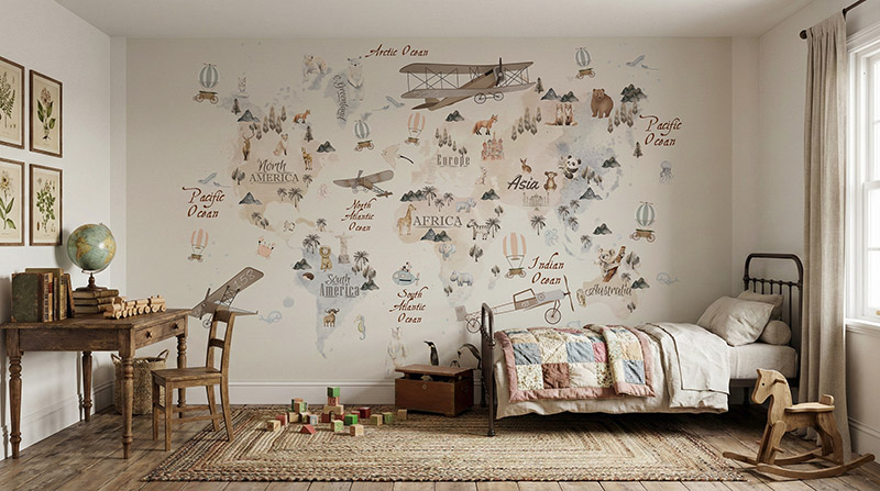 Tapeta Mapa świata w kolorach beżu