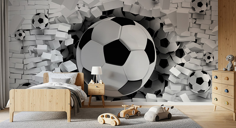 Tapeta Piłka burząca ścianę
