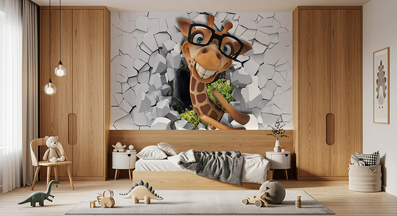 Tapeta Wesoła Żyrafa 3D