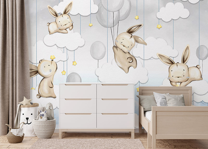 Króliczki z balonami w chmurach #ul385