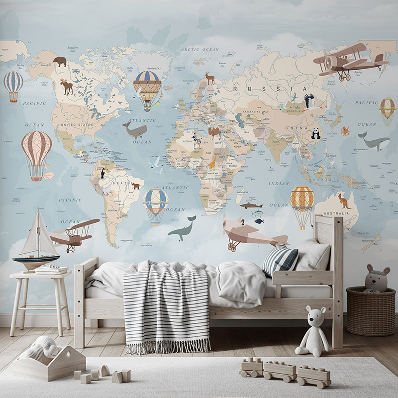 Mapa świata wśród chmur #ul705