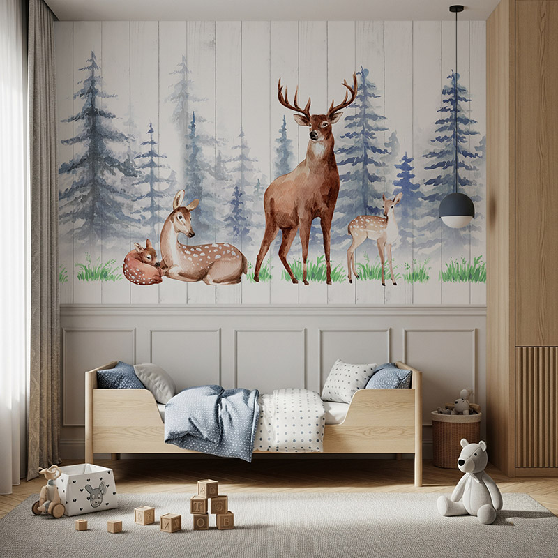 Rodzina jeleni w lesie #ul687