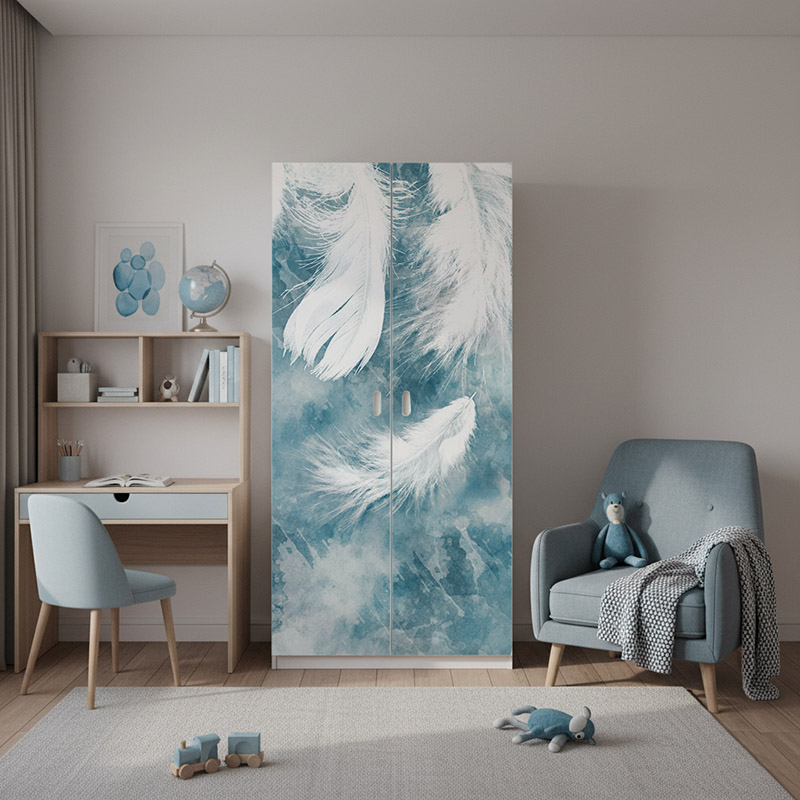 Białe pióra na niebieskim tle #ul496