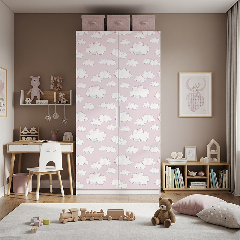 Chmury na różowym niebie, wzór #ul217