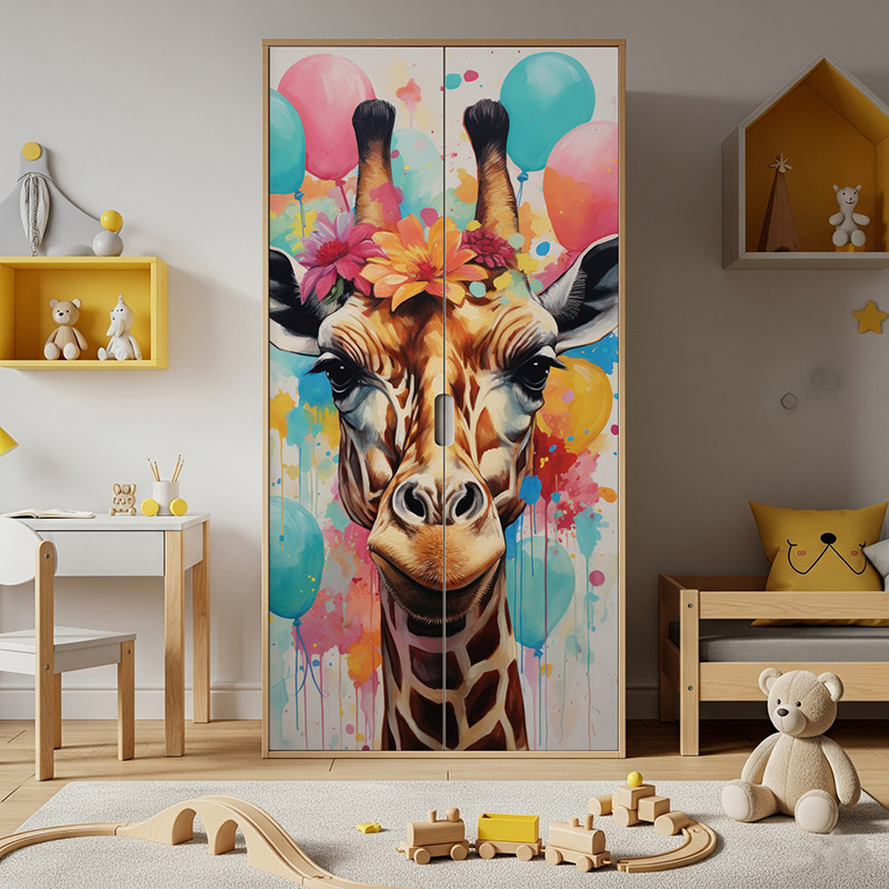 Głowa żyrafy i kolorowe balony #ul363