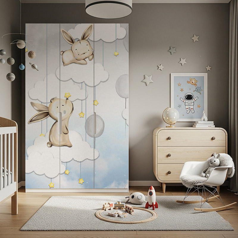 Króliczki z balonami w chmurach #ul385