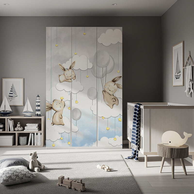 Króliczki z balonami w chmurach #ul517