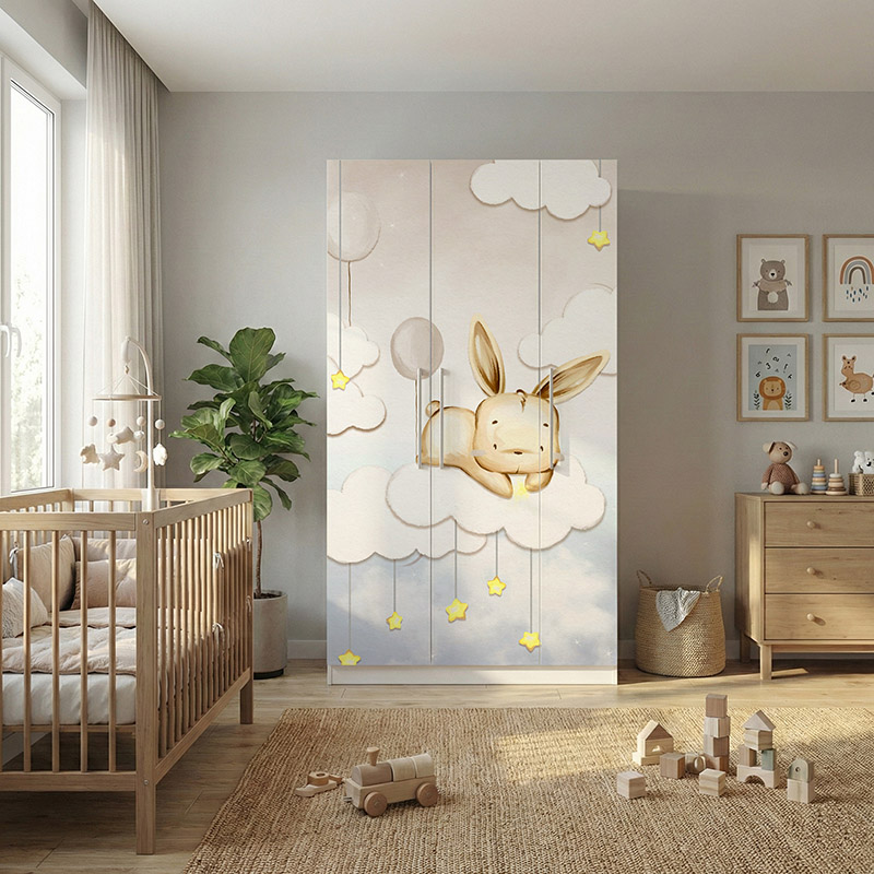 Króliczki z balonami w chmurach #ul518