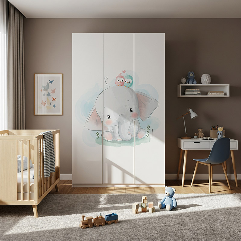 Mały słonik z ptaszkami na głowie #ul301