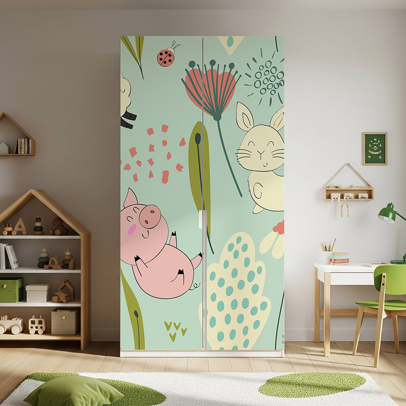 Pastelowe Zwierzątka na Łące, wzór #ul645