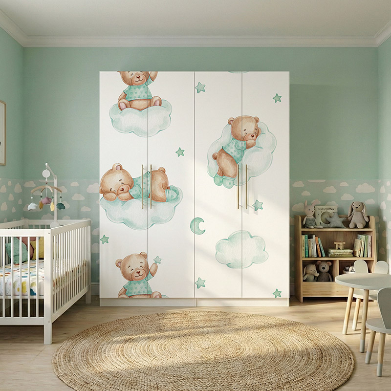 Śpiące misie w chmurach, wzór #ul338