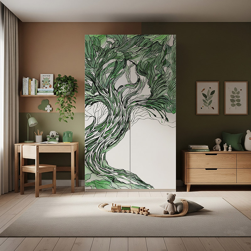 Zielone Drzewo Akwarela #ul286