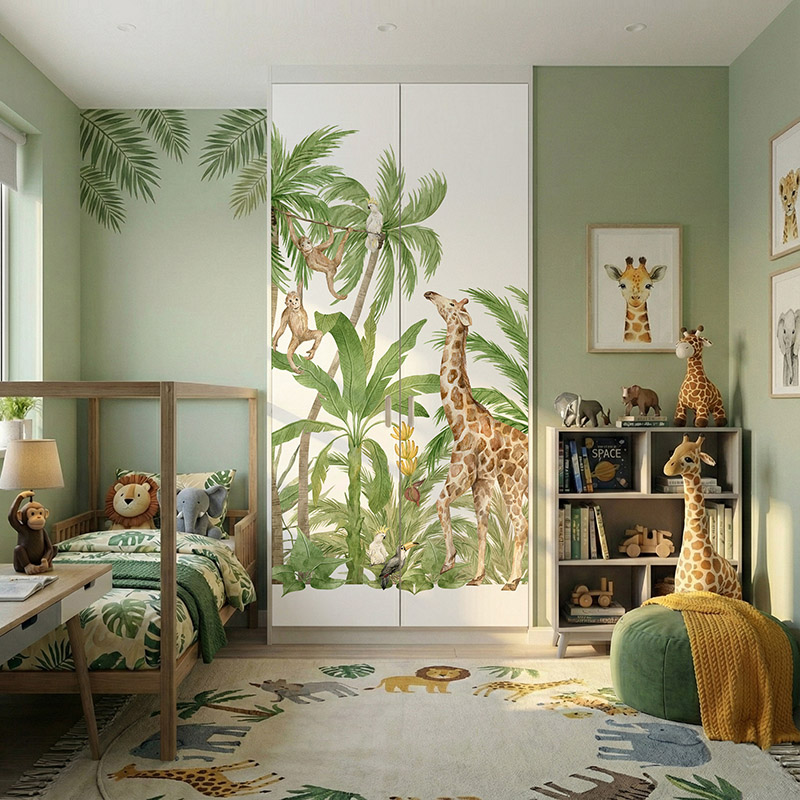 Żyrafy zebry i małpki wśród palm #ul523