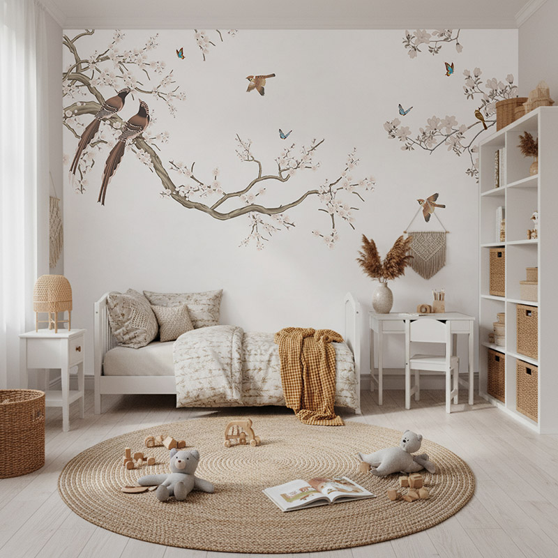 Gałązki kwiatów i ptaki #ul791