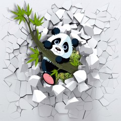 Panda wychodząca ze ściany