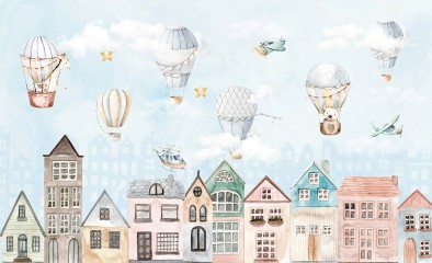 Balony i samoloty nad miastem