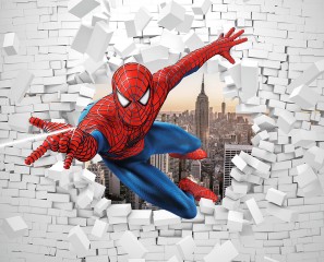 Spiderman przebija ścianę