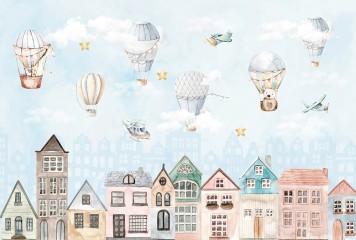 Balony i samoloty nad miastem