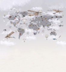 Dziecięca mapa świata z samolotami