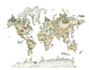 Zielona mapa świata na białym tle