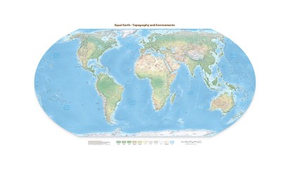 Mapa fizyczna świata. Equal Earth