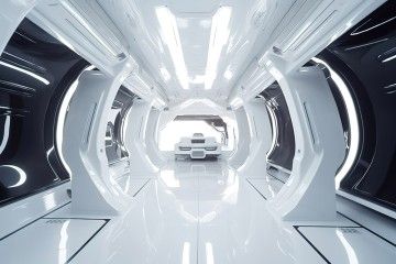 Statek kosmiczny w korytarzu science fiction