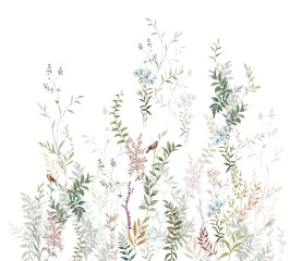 Kwiaty liście i ptaki