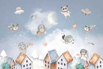Zwierzęta-astronauci nad domami
