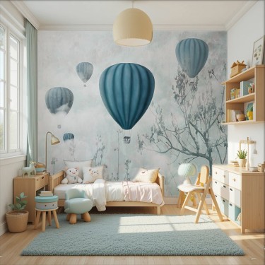 Tapeta Turkusowe balony we mgle