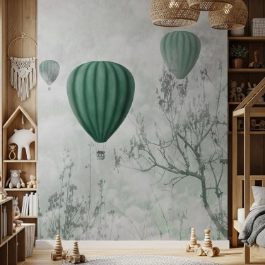 Tapeta Zielone balony we mgle