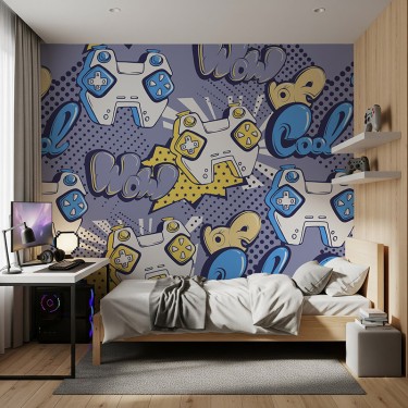 Tapeta Gamepady i napisy graffiti