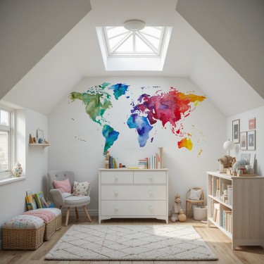 Tapeta Mapa świata, samoloty i balony