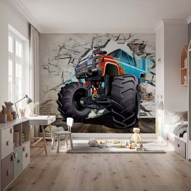 Tapeta Monster Truck rozbija ścianę