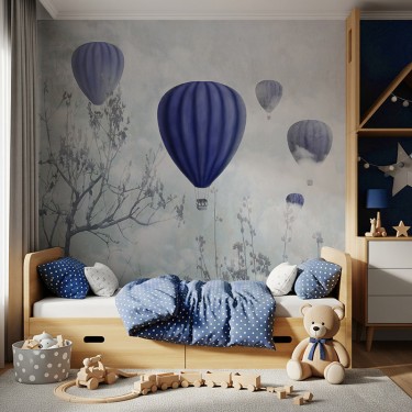 Tapeta Niebieskie balony we mgle