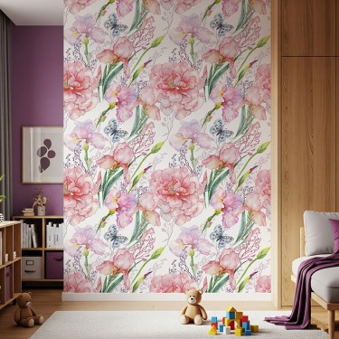 Tapeta Piwonie i irysy