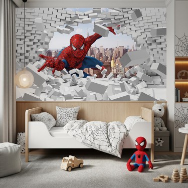 Tapeta Spiderman burzy ścianę