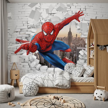 Tapeta Spiderman burzy ścianę