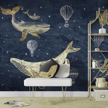 Tapeta Wieloryby i balony