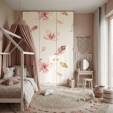 Naklejka na meble Akwarelowe Kwiaty i Piórka