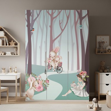 Naklejka na meble Bajkowy Las z Króliczkami