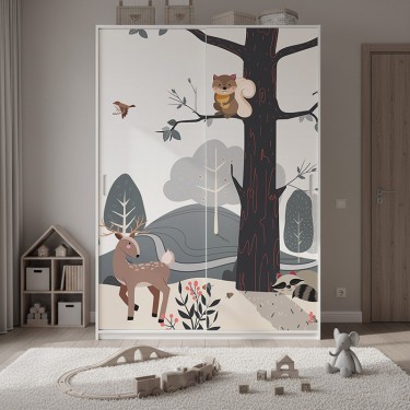 Naklejka na meble Bajkowy las ze zwierzątkami