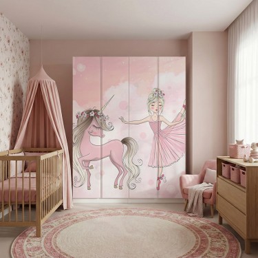 Naklejka na meble Baletnica i jednorożec