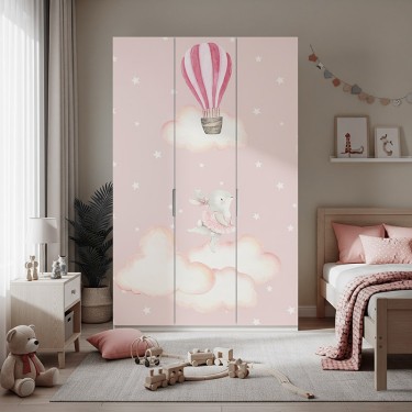 Naklejka na meble Balony i króliczki wśród gwiazd