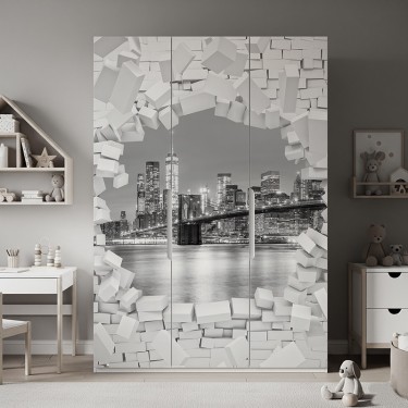 Naklejka na meble Dziura w ścianie i Nowy Jork