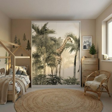 Naklejka na meble Dżungla z Żyrafą i Słoniem