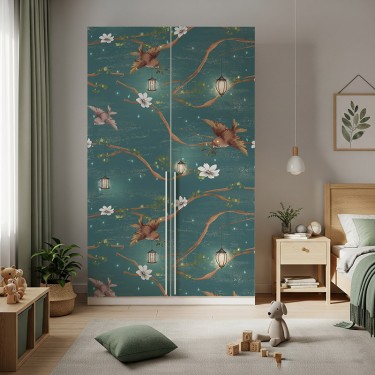 Naklejka na meble Gałęzie drzew z kwiatami