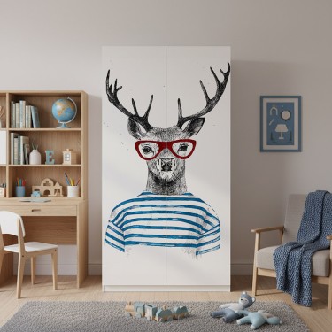 Naklejka na meble Głowa jelenia w okularach
