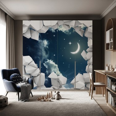 Naklejka na meble Gwieździste niebo w zburzonej ścianie