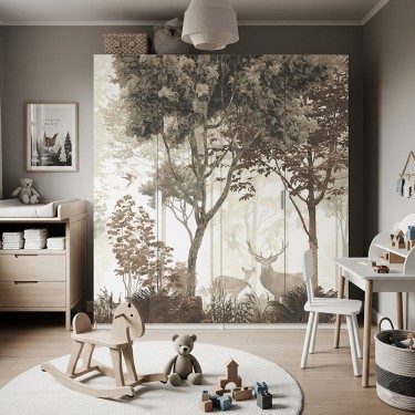 Naklejka na meble Jeleń i sarenka w lesie